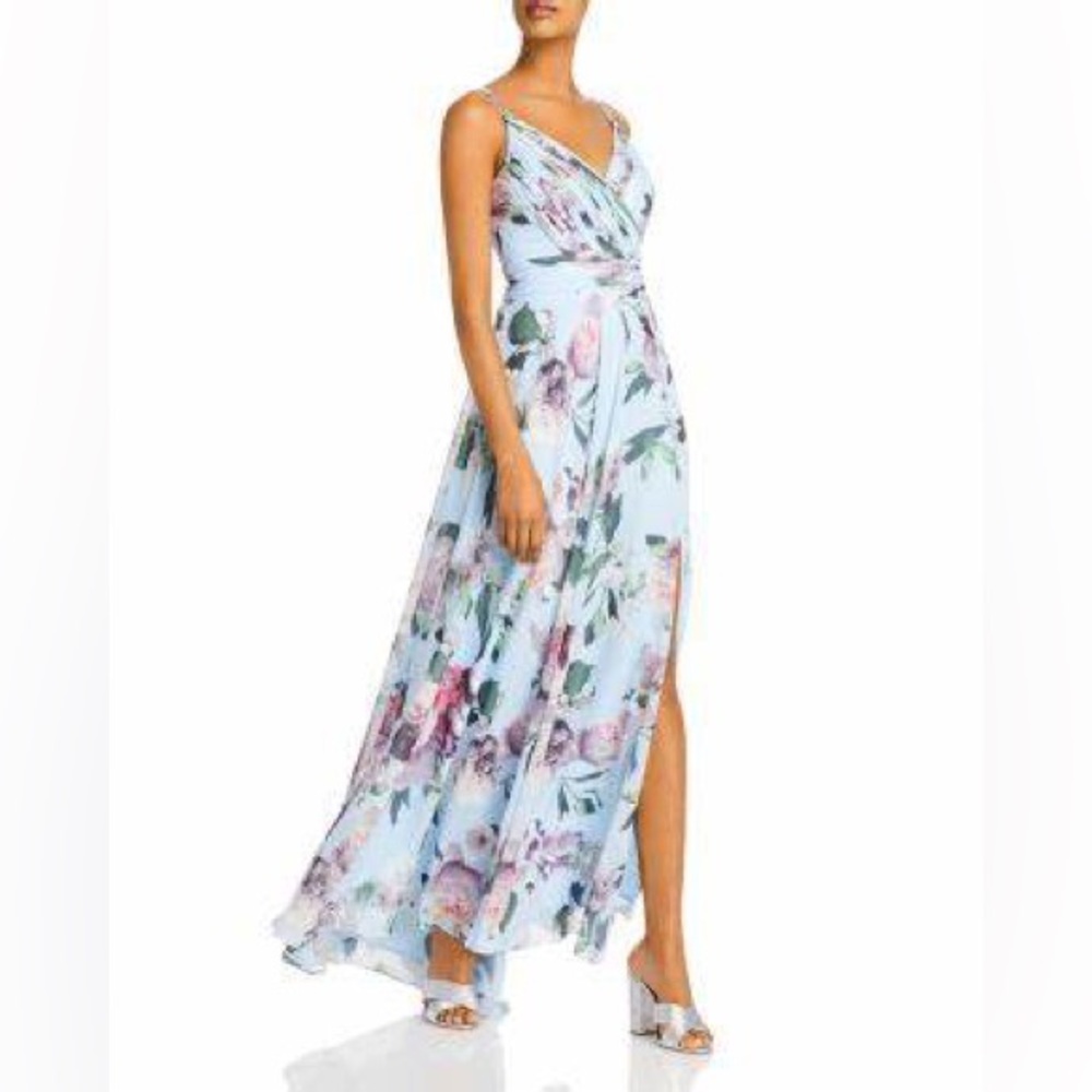 Aqua Floral Long Dress